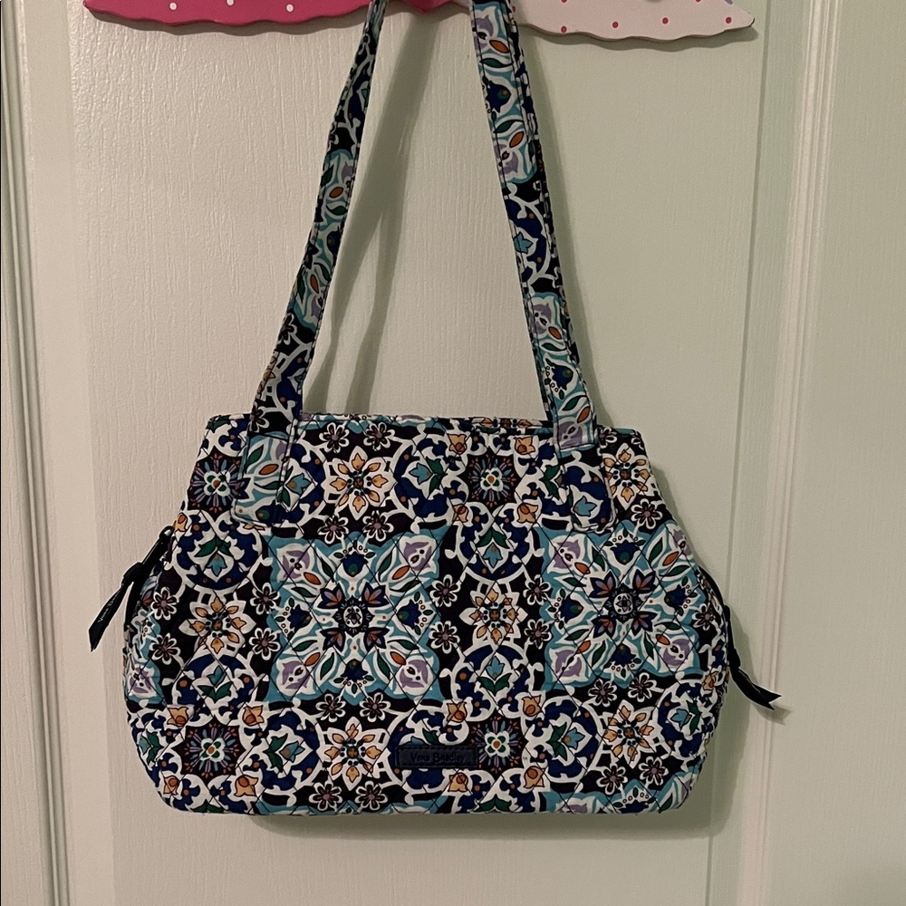Vera Bradley Navy Turquoise Floral Pattern Shoulder Bag